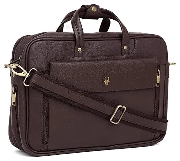 Wildhorn 15.5 Inch Leather Office Laptop Messenger Bag For Men And Women Brown (Brown)