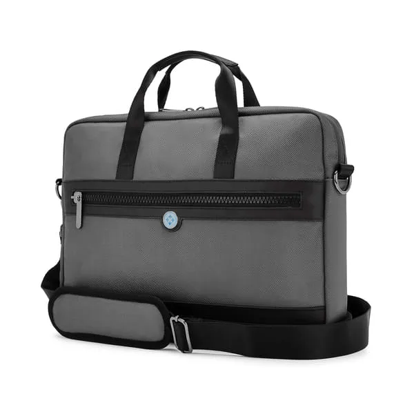 Nasher Miles Lenox Briefcase & Messenger Bag, Lightweight PU & Polyester with Adjustable Strap, Fits 13" Laptop Office & Travel (Grey)