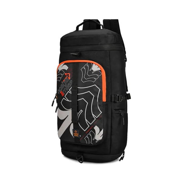 Nasher Miles Hunter Duffle Bag, 30L Polyester Carry-On Luggage, Travel Backpack, Weekender bag With Shoe Compartment Men, Women, Boys, Girls (Black)