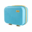Timus Aegis Hard Shell Vanity Case | Waterproof Daily Travel Organizer | Lightweight Travel Accessory with Mesh Pocket & Trolley Sleeve (Blue & Yellow)