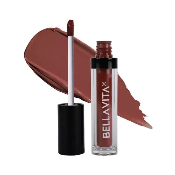 BellaVita Kiss-Proof Liquid Lipstick, Intense Moisturisation, 18-hr Stay, Ultra Matte Finish, Mocha Madness, 4.5 ml