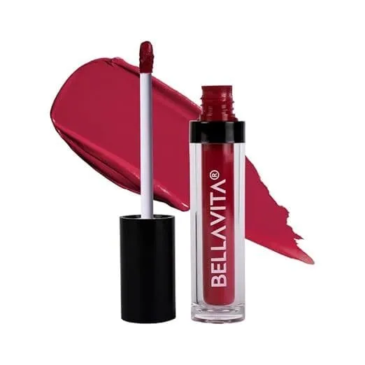 BellaVita Kiss-Proof Liquid Lipstick, Intense Moisturisation, 18-hr Stay, Ultra Matte Finish, Cherry Pop, 4.5 ml