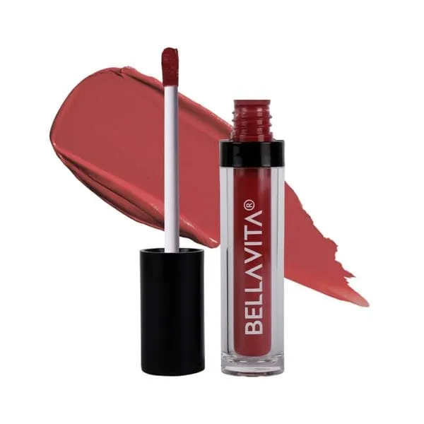 BellaVita Kiss-Proof Liquid Lipstick, Intense Moisturisation, 18-hr Stay, Ultra Matte Finish, Naughty Nude, 4.5 ml