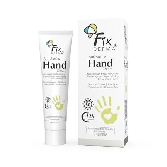 Fixderma Anti-Ageing Hand Cream, Ceramide, Hyaluronic Acid & Shea Butter, For Dry, Rough & Itchy Hands, All Skin Types – 30g