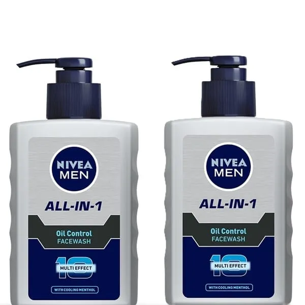 NIVEA MEN All in 1 Oil Control Face Wash | Prevents Acne | Removes excess oil and dirt | 150 ml | Pack of 2