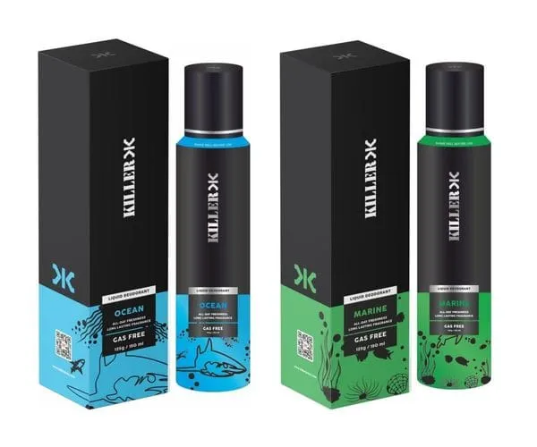 KILLER Ocean And Marine Liquid Deodorant 150ML Each (Pack of 2)
