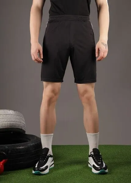 Force NXT Men's Polyester Solid Shorts - Pack of 1-Navy, White, Black, Gulf Coast (S, Black)