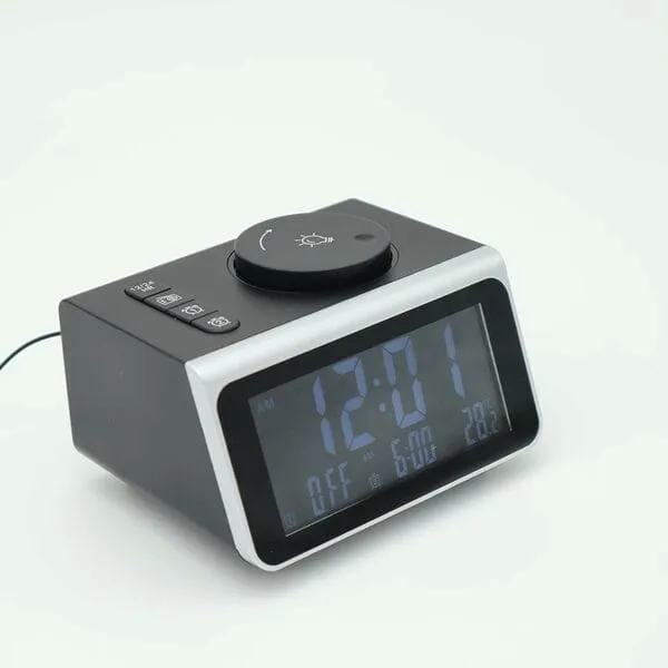 JVD Waltz Digital Alarm Clock with Bluetooth Speaker & Wireless Charger (Black & Silver) | Best Price (Black)