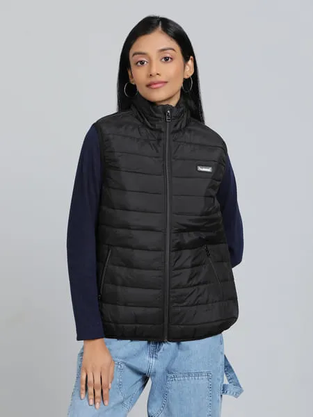 Hummel Benne Women Sleeveless Black Bomber Jacket