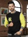 Rigo Men Lime Fleece Colorblock Oversized Varsity