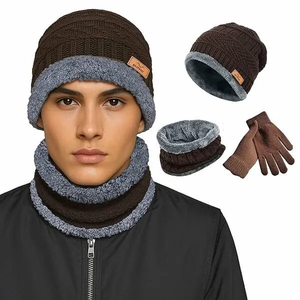 SLOVIC Winter Cap for Men & Women | Neck Scarf, Gloves & Acrylic Woolen Cap | Thermal Wear Winter-Caps