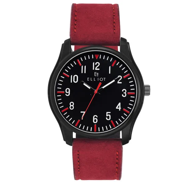 Elliot Black Dial Analog Leather Strap Wrist Watch For Men