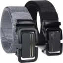 Shree Ashtavinayak Men’s Formal/Causal Automatic Push Lock Nylon Woven Belt Combo Set for Men (Grey-Black)