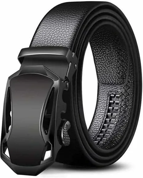 Shree Ashtavinayak Men's Vegan Leather Belt for Men, Formal/Casual, Autolock, Black | Fit on up to 40 Inches Waist size (Black)