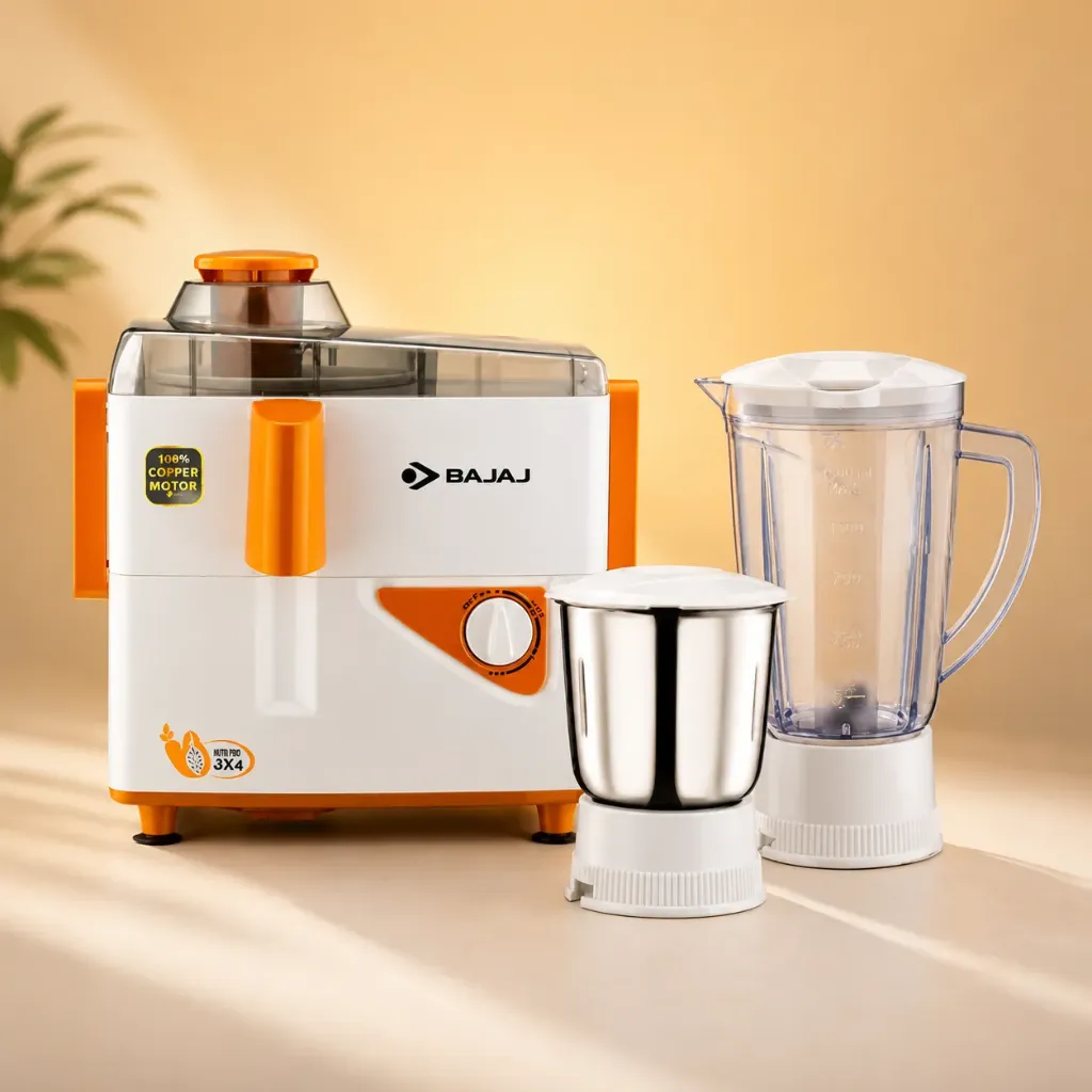 Bajaj Majesty JX4 Neo JMG 450W Juicer Mixer Grinder with 2 Jars (White-Yellow) | Best Price 2026