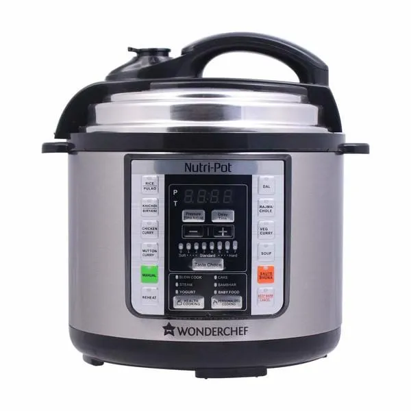 Wonderchef Nutri-Pot Electric Pressure Cooker | 3L | 750W | 7-in-1 Multi-Function | 18 Preset Programs | Silver | 18-Month Warranty
