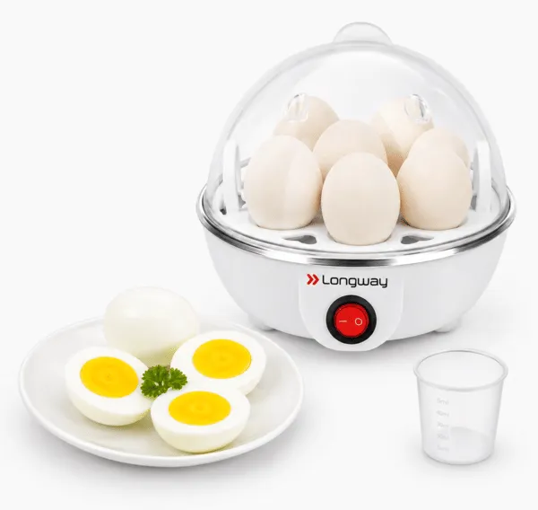 Longway Eggo Egg Boiler | 7-Egg Capacity | 350W | ABS Plastic | White | Up to 1-Year Warranty