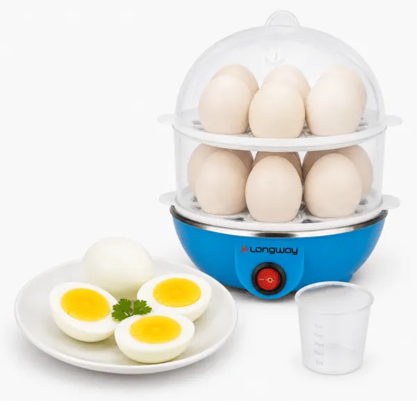 Longway Eggo 14 Eggs Egg Boiler | 14-Egg Capacity | 350W | ABS Plastic | Auto Egg Boiler | Up to 1-Year Warranty