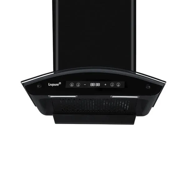 INVICTO 60 FL BLDC HAC Kitchen Chimney | 60cm | 1400 m³/hr | Filterless | Touch & Gesture Control | Auto Clean | Black