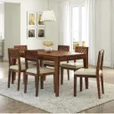 Sheesham Wood 6 Seater Dining Table Set | Solid Wooden Dining Set | Brown | Modern Dining Furniture | 1-Year Warranty