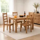 Solid Sheesham Wood 4 Seater Dining Table Set | Rectangular Dining Table with 4 Chairs | Walnut Finish | Wooden Dining Furniture
