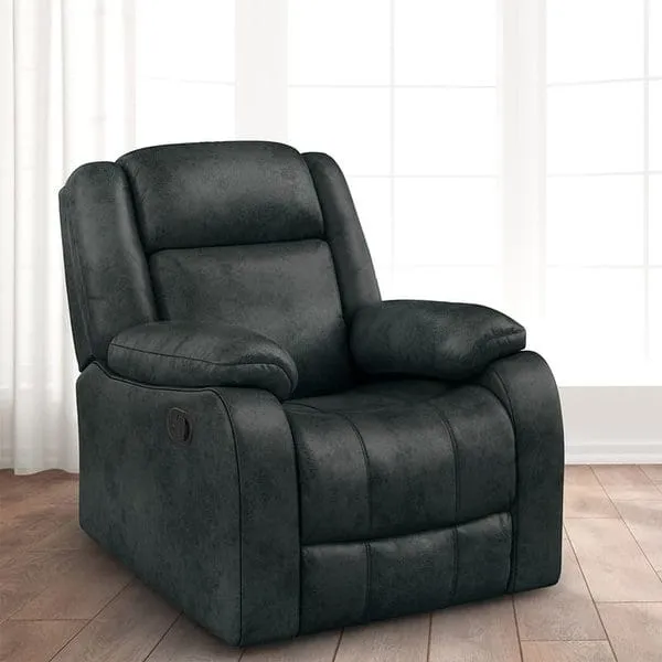 Duroflex Avalon Manual Recliner Chair | 1 Seater | Original Duroflex Foam | Pine Wood Frame | Suede Fabric | Midnight Blue