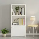 Apkainterior Vivid Wooden Bookshelf Cabinet with Door & Open Shelves | Engineered Wood (Exotic Teak)