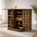 Royal Handicrafts Bar Cabinet For Wine Bottle And Display Unit - Natural Finish (180 x 50 x 20 cm)