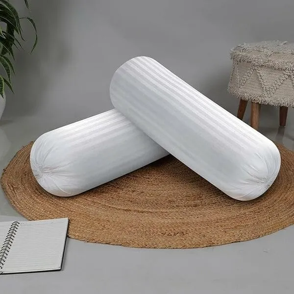 ApkaInterior Microfibre Round Bolster Pillow, Soft & Washable, Neck & Back Support, 14x30 Inch – Set of 2