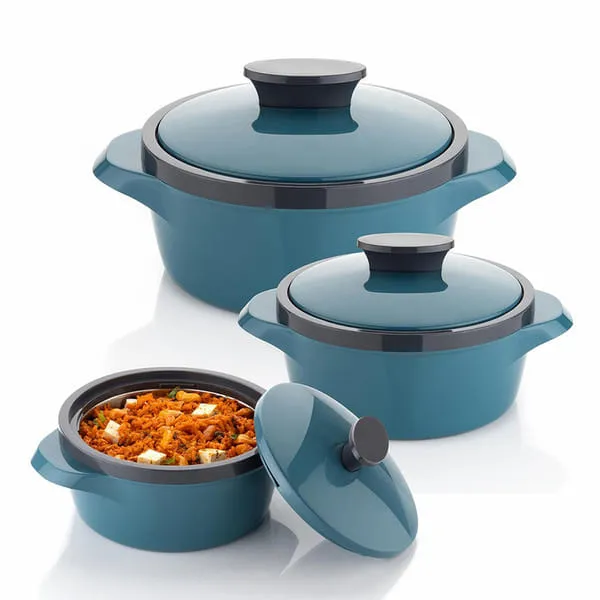 Instaplay Insulated Casserole Set 3 BPA Free Food Grade Easy Carry Store Chapati Roti Curd Maker, 1750 Milliliter, 1050 Milliliter & 525 Milliliter