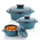 Instaplay Insulated Casserole Set 3 BPA Free Food Grade Easy Carry Store Chapati Roti Curd Maker, 1750 Milliliter, 1050 Milliliter & 525 Milliliter