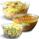 Allo Food Safe Borosilicate Glass Mixing & Serving Bowl Set of 3, Oven, Microwave, Dishwasher & Freezer Safe, 1000ml, 1600ml, 2100ml