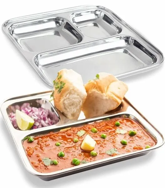 Zortapla Pack of 10 Partition Plate with 3 Sections (300 Gram Each Plate)