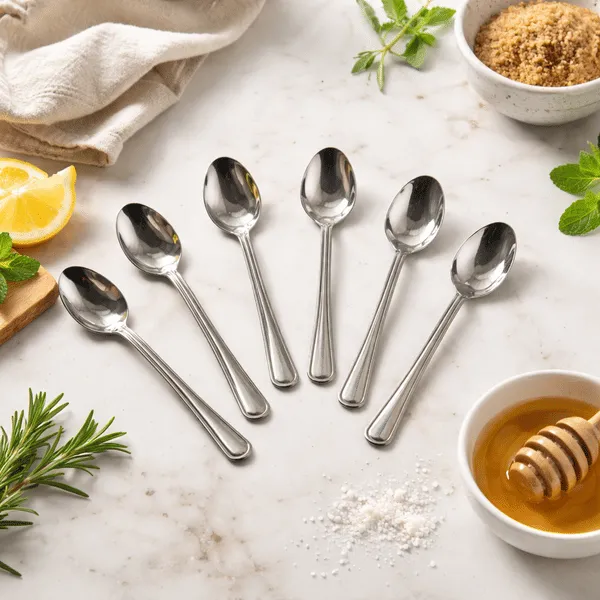AJS 4 Small Spoons Set (6pcs) – Premium Stainless Steel Kitchen Utensils | D1-23 pack of 2