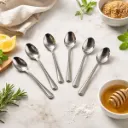 AJS 4 Small Spoons Set (6pcs) – Premium Stainless Steel Kitchen Utensils | D1-23 pack of 2