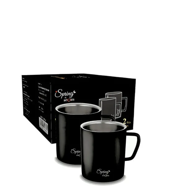 LA' FORTE Premium Double wall Coffee Mug (Set of 2 pcs Black)