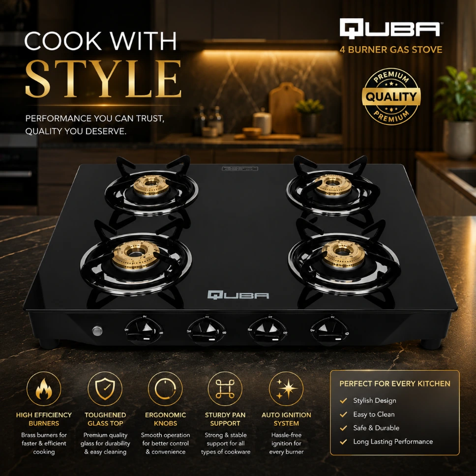 Quba B4 MS Auto 4 Burners Auto Ignition Gas Stove