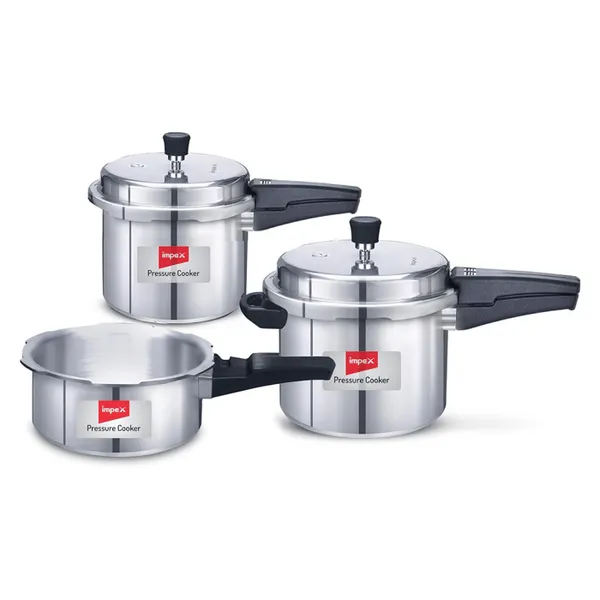 Impex 2 Litre, 3 Litre & 5 Litre Aluminium Induction Pressure cooker (Silver)