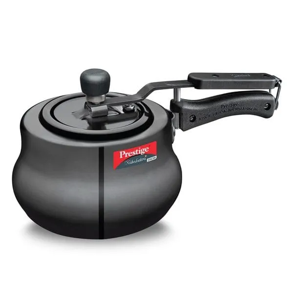 Prestige Nakshatra Plus Svachh 10760 3 Litre & 5 Litre Hard Anodised Both Gas Stovetop & Induction Pressure Cooker (Black)