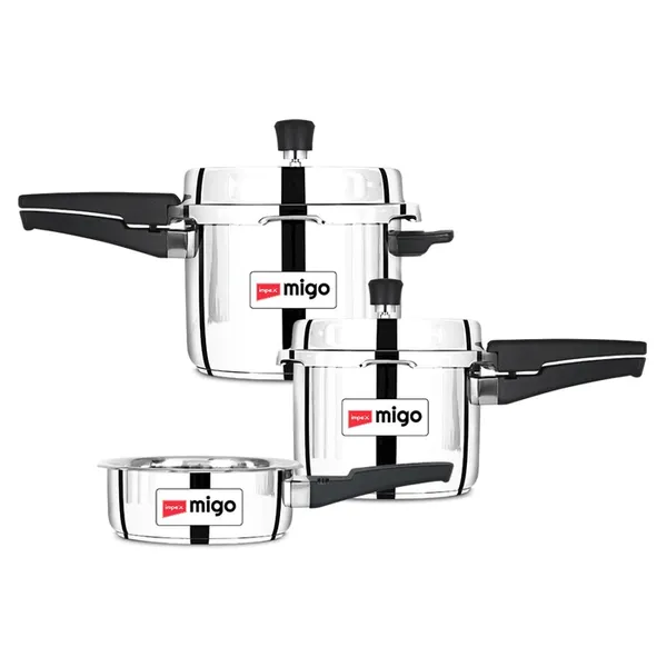 Impex 2 Litre, 3 Litre & 5 Litre Stainless Steel Induction Pressure cooker (Silver)