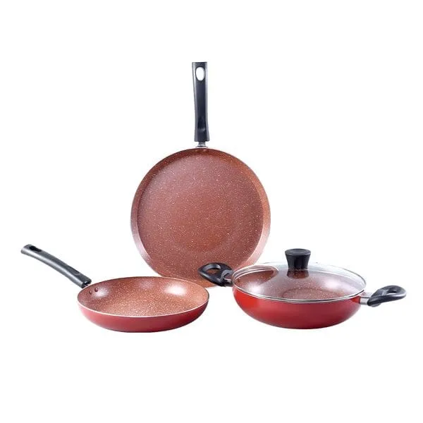 Wonderchef Tivoli Induction Bottom Non-Stick Coated Cookware 4Set-Red