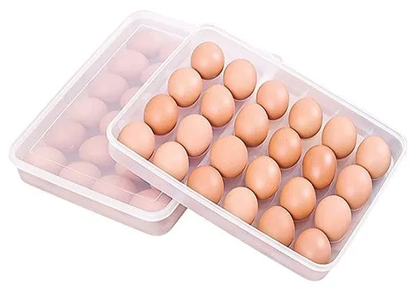Egg Storage Box with Lid for 24 Eggs, Transparent, Plastic - (Pack of 1)