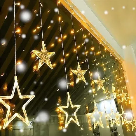 MIRADH 12 Stars 138 LED Curtain String Lights with 8 Modes Led Light for Home Decoration, Diwali Lights for Decoration for Home, led Strip Lights