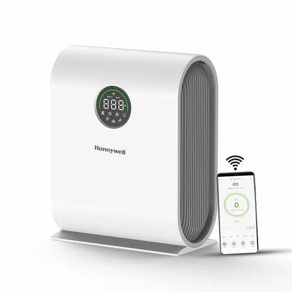 Honeywell Air Touch V5 Air Purifier, 589 sq ft, H13 HEPA 4-Stage Filtration, Removes 99.99% PM2.5, AQI LED Display, WiFi & Voice Control