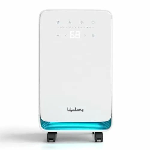 Lifelong Dehumidifier, 12L/Day, 300 sq ft, Auto Shutoff & Timer, Digital Display, Carbon Filter & Anion Air Purification, Odour Reduction