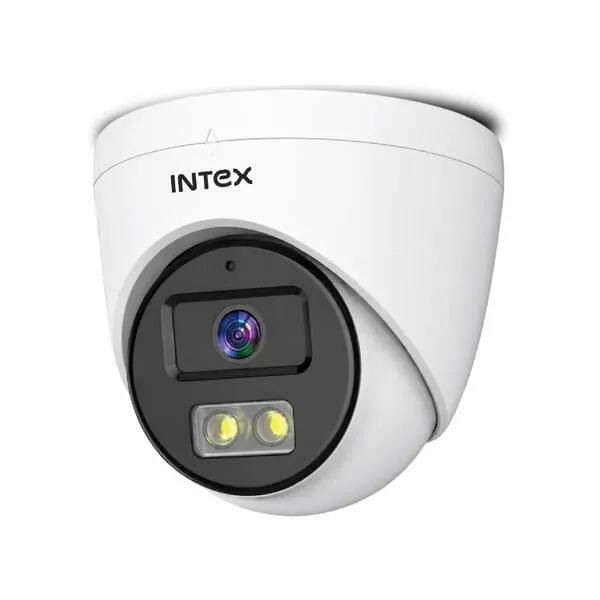 INTEX AHD Dome Camera 5MP Indoor CCTV Security Camera with Built in Mic Warm Light Array Night Vision Wide Angle View Full HD Surveillance Camera for Home Office Shop Security