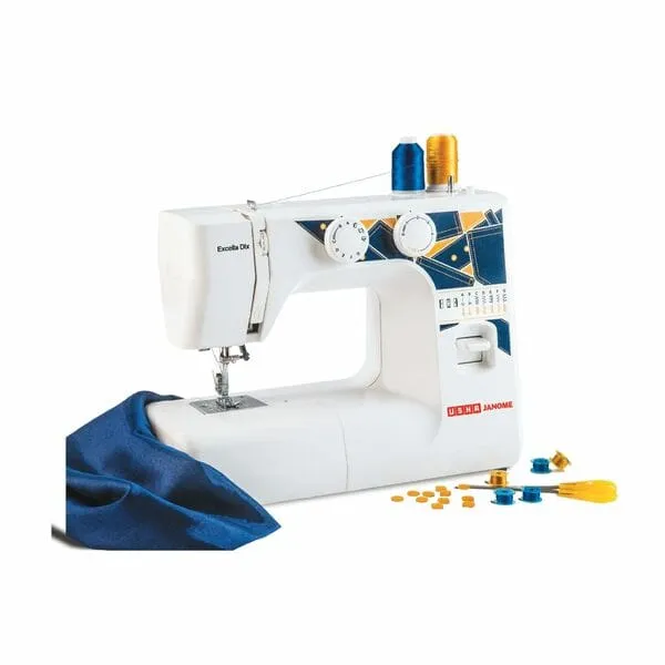 Usha Janome Excella DLX Automatic Sewing Machine – White | Free Arm, LED Light, Thread Cutter, 2-Year Warranty