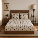 Layers Blossom Floral Fitted Double Bedsheet with 2 Pillow Covers by Indo Count (OFF WHITE PRINTED)