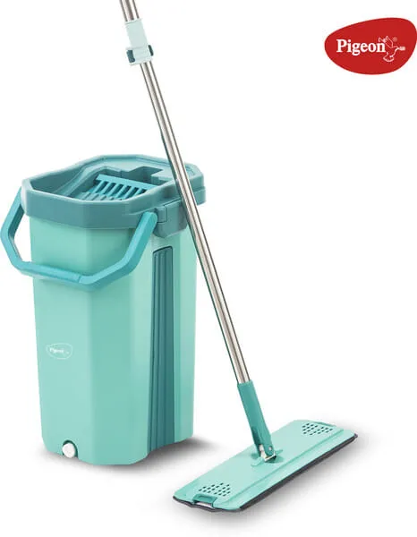 PIGEON Clean Easy Flat Mop with Wash & Dry Bucket | Easy Home Cleaning