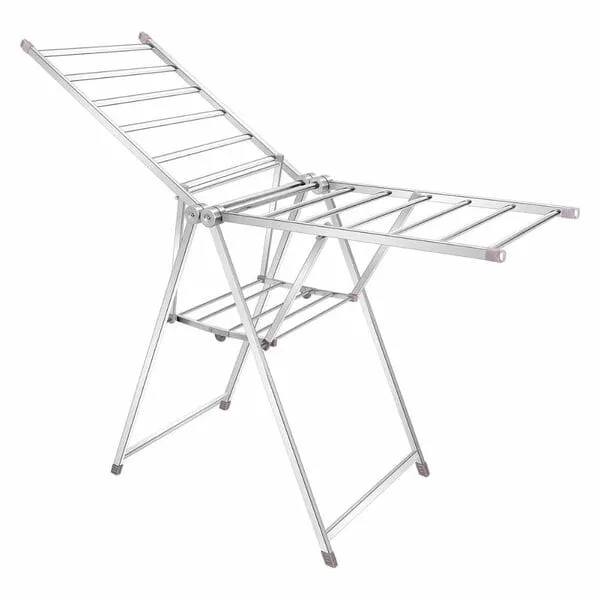 AJS Foldable Stainless Steel Clothes Drying Rack with Adjustable Wings for Indoor & Outdoor